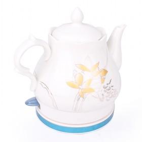 Wholesale High Quality White Ceramic Electric Water Boiler Kettle With Blue Base