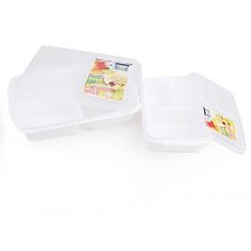 Large Size Simple Design Plain White Plastic Lunch Box With Inside Saperated
