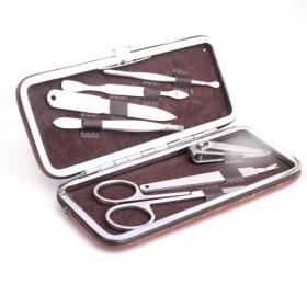 Hot Sale 7 Pieces Stainless Steel Manicure And Pedicure Set In Brown PU Case