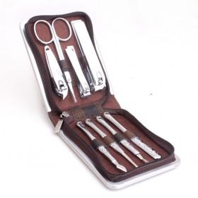 Simple Design 8 Pieces Stainless Steel Portable Pedicure And Manicure Set With Square PU Box
