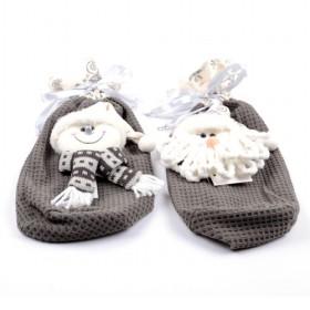 Gray Plaid Non Woven Christmas Gift Hold Bags