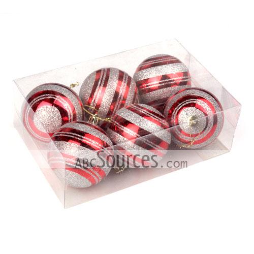 wholesale red and grey stripes decorated shatterproof 70mm wholesale red and grey stripes decorated shatterproof 70mm