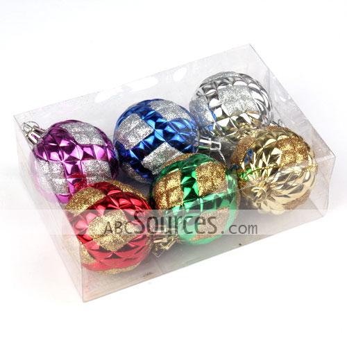 wholesale Colored Dots Decorated Shatterproof 60mm Christmas Balls Set