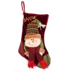 Dark Red Snowman Christmas Nice Santa Clause Prints Decorated Christmas Stocking