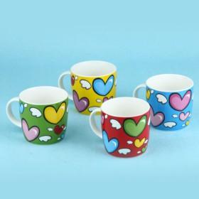 Hot Sale Cute Bright Color Heart Prints Coffee Mugs/ Cup/ Ceramic Cups