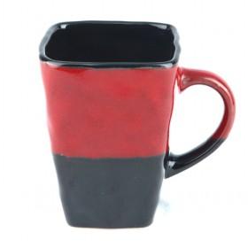 Unqiue Black And Red Square Ceramic Glaze Coffee Cups/ Glaze Coffee Mugs