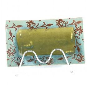 Unqiue Rectangle Ceramic Plate, Blue Edge With Green Middle, Serving Plate Hot Sale 2013