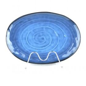 Oval Blue Whirlpools Design Ceramic Plate, Dinner Plate, Decorative Plates