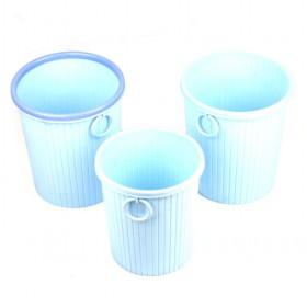 High Quality Light Blue Trash Cans With Two Ring Handles On Both Side