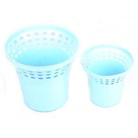 Fashionable Light Blue Trash Cans With Top Holes Garbage Bin Set