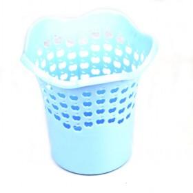 Hot Sale Light Blue Mesh Plastic Trash Cans With Flower Design Top