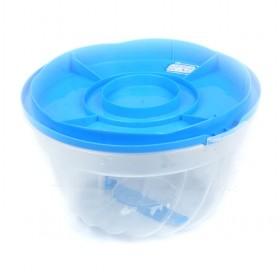 Portable Eco-friendly Plastic Round Insulated Lunch Box Blue Lid Food Container