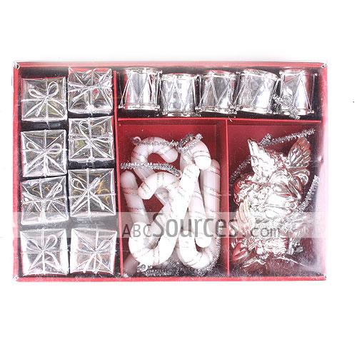 wholesale Hot Selling Silver Lantern Christmas Tree Ornaments Set