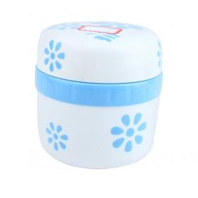 Portable Eco-friendly Plastic Blue and White Flower Round Insulated Multi-layer Lunch Box