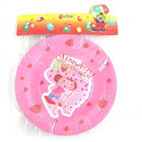 Rosered Pink Heart-decorative Disposable 9 Strawberry Paper Plates