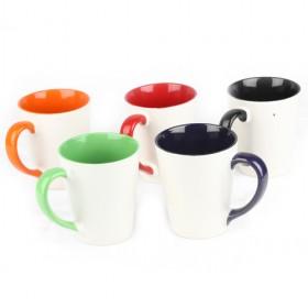 White Glaze Ceramic Cups With Color In White Out Coffee Cups/ Water Cups