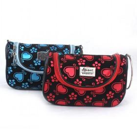 Elegant Blue And Red Spots Silk Tassel Lattice Utility Double-layer Portable Zipping Cosmetic Makeup Bags