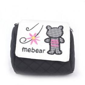 Mini Black And White Cartoon Bear Double-layer Zipping Portable Waterproof Multifunctional Cosmetic Makeup Bag