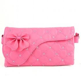 Modern Design Fashionable Rosered Double-layer Rivet Portable Multifunctional Cosmetic Makeup Bag