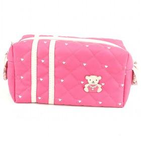 Modern Design Fashionable Pink Double-layer Portable Multifunctional Cosmetic Makeup Bag