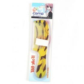 Middle Size Tiger Skin Pattern Short Handle Red Resin Comb