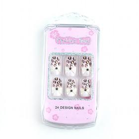 Hotsale Popular White With Colorful Spots Decorative Fake Nail Set