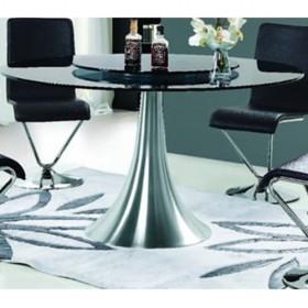 Round Tempered Glass Stainless Steel Dining Table