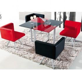 Novelty Design Black And Red Four Seats Dining Table Dining Set
