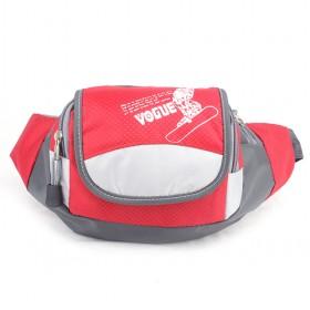 Vogue Red And Grey Nylon Waterproof Security Travel Ticket Waist Purse/ Belt Bag