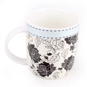 Black And White Floral Pattern Ceramic Coffee Cups/ Mugs/ Water Cup