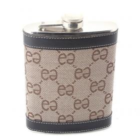 Light Brown Leather Wrapped Stainless Steel Wine Pot