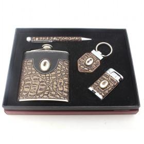 Elegant Wine Set With Hip Flask, Lighter, Keychain, Pen, Perfect Gift Set For Friends