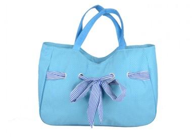 Large Size Modern Blue Multifunctional Nice Design Handle Lifting Renewable Shopping Bags With Bowtie
