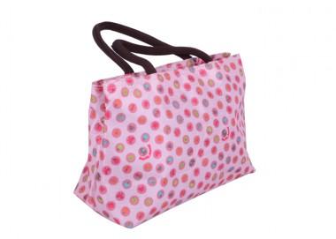 Sweet Style Light Pink With Colorful Spots Printing Decorative Renewable Shopping Bag