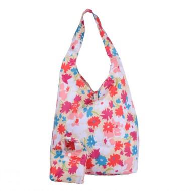 Cute Colorful Floral Patterns Decorative Renewable Shopping Bags With Subsidiary Small Bag