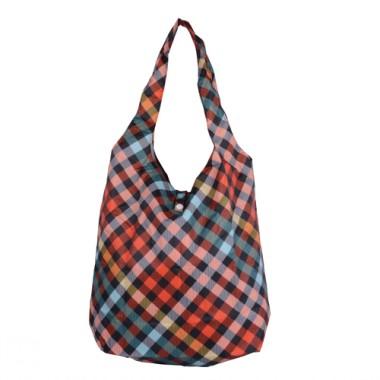 Modern Orange And Blue Plaid Stylish Practicable And Portable Renewable Shopping Bags