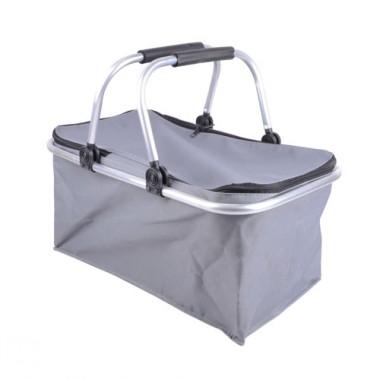 Good Quality Plain Gray  Non-woven Double Aluminium Alloy Handle Shopping Basket