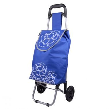 Modern Design Blue Flower Decorative Non-woven Practical And Portable Renewable Shopping Cart