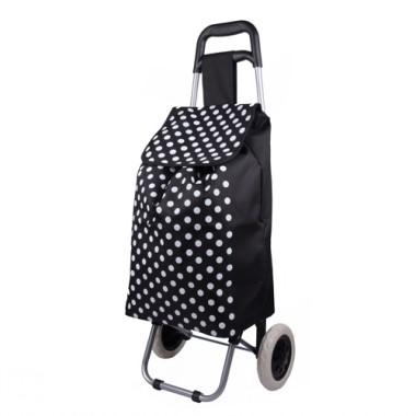 Large Size Black And White Spots Prints Decorative Non-woven Portable Renewable Shopping Cart