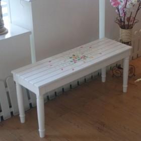 Low Length White Wooden Stool/ Change Shoe Chair
