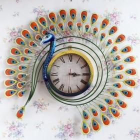 Sophisticated Peacock Design Feather Antique Wall Clocks/ Hand-painted