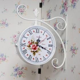 White Floral Prints Round Antique Wall Clocks
