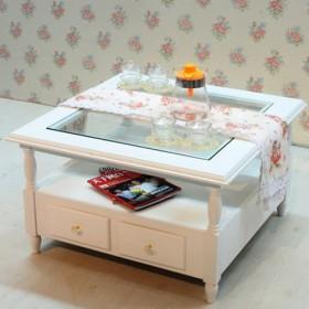 Good Quality White Wooden And Glass Coffee table/ Glass Coffee Table