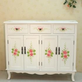 High Quality Nice Floral White Shoe Cabinet