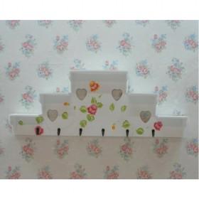 Nice Floral Prints Wall Shelf with Hooks