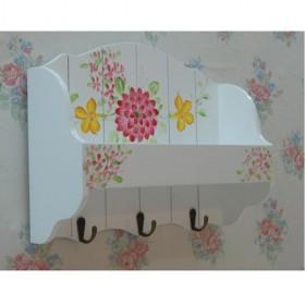 Hot Sale Pastoralism Style White Wall Shelf With Hooks