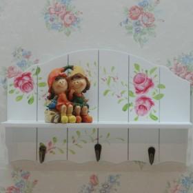 Sweet Girls Decorated Wall Shelf With Hooks