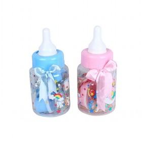Mini-size Blue And Pink Cartoon Prints Vacuum Insulation Feeding Bottle