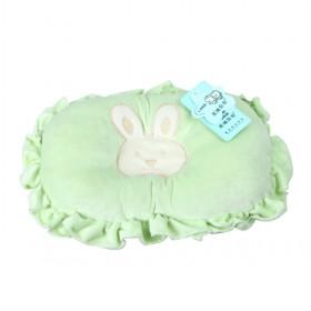 Light Green Smiling Rabbit Baby Pillow With Lace