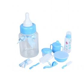 Mini-size Blue Cartoon Prints Vacuum Insulation Feeding Bottle